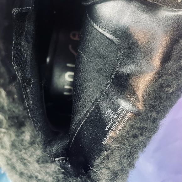 Unisa Suede Zip Black Fur Trim Platform Combat Boots 6.5 biker goth - Picture 6 of 6